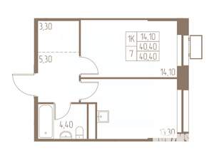 1-к квартира, вторичка, 40м2, 4/25 этаж