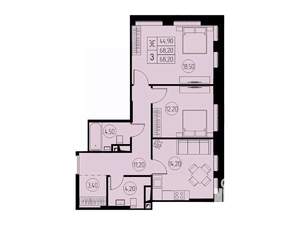 3-к квартира, вторичка, 68м2, 17/23 этаж