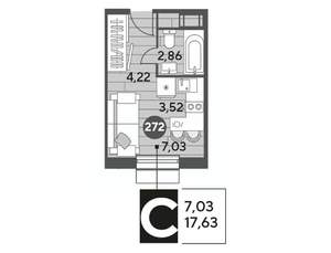 Студия квартира, строящийся дом, 18м2, 4/15 этаж