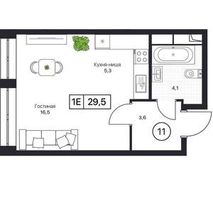 Студия квартира, вторичка, 30м2, 6/17 этаж