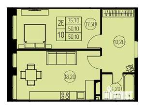 2-к квартира, вторичка, 50м2, 14/23 этаж