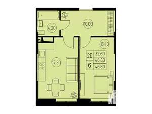 2-к квартира, вторичка, 47м2, 15/23 этаж