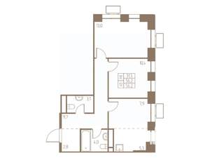 3-к квартира, строящийся дом, 56м2, 18/25 этаж