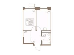 1-к квартира, вторичка, 40м2, 14/25 этаж