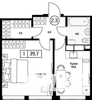 1-к квартира, вторичка, 40м2, 11/13 этаж