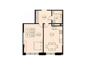 1-к квартира, строящийся дом, 47м2, 3/28 этаж