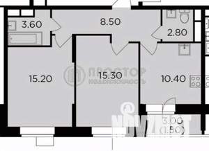 2-к квартира, вторичка, 59м2, 2/15 этаж