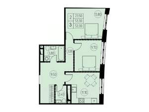 2-к квартира, вторичка, 53м2, 18/18 этаж