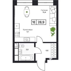 1-к квартира, вторичка, 29м2, 3/17 этаж