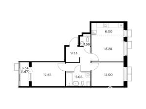 3-к квартира, строящийся дом, 61м2, 14/14 этаж