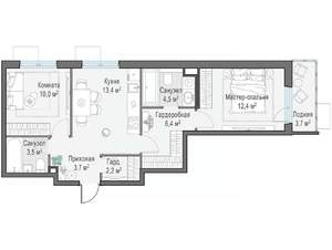3-к квартира, строящийся дом, 56м2, 10/15 этаж