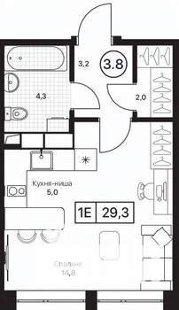 Студия квартира, вторичка, 29м2, 9/17 этаж