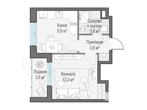 1-к квартира, строящийся дом, 31м2, 4/15 этаж