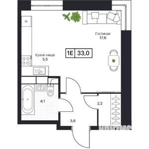 Студия квартира, вторичка, 33м2, 6/17 этаж