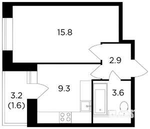 1-к квартира, вторичка, 32м2, 6/16 этаж