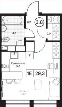 Студия квартира, вторичка, 29м2, 6/17 этаж