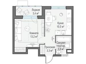 1-к квартира, строящийся дом, 32м2, 3/15 этаж