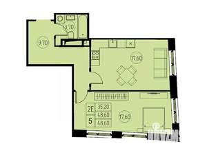 2-к квартира, строящийся дом, 49м2, 16/18 этаж