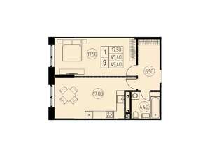 1-к квартира, вторичка, 45м2, 25/28 этаж