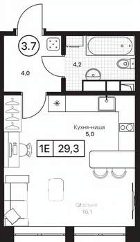Студия квартира, вторичка, 29м2, 3/17 этаж