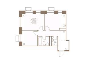 2-к квартира, строящийся дом, 57м2, 14/25 этаж