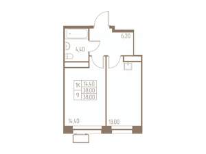 1-к квартира, вторичка, 38м2, 25/25 этаж