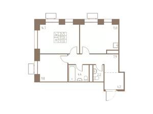 2-к квартира, строящийся дом, 57м2, 22/25 этаж