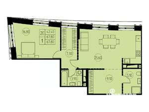 2-к квартира, вторичка, 68м2, 17/18 этаж