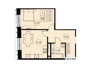 Студия квартира, вторичка, 41м2, 16/18 этаж