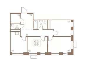 3-к квартира, строящийся дом, 73м2, 19/25 этаж