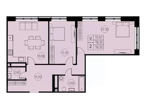 3-к квартира, строящийся дом, 78м2, 12/18 этаж