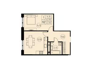 1-к квартира, вторичка, 44м2, 16/28 этаж