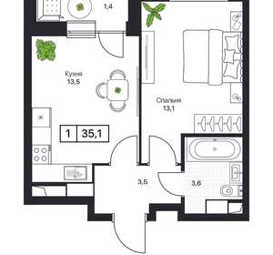 1-к квартира, вторичка, 36м2, 15/17 этаж