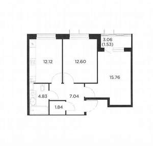 2-к квартира, вторичка, 55м2, 14/17 этаж