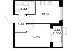 1-к квартира, строящийся дом, 32м2, 9/15 этаж