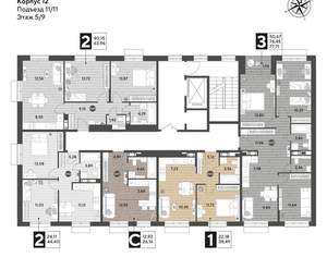 2-к квартира, строящийся дом, 44м2, 5/15 этаж