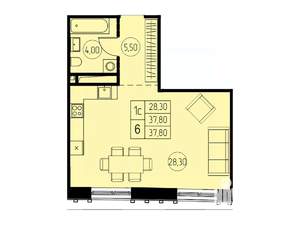 Студия квартира, вторичка, 38м2, 26/28 этаж