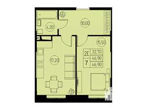 2-к квартира, вторичка, 47м2, 23/23 этаж