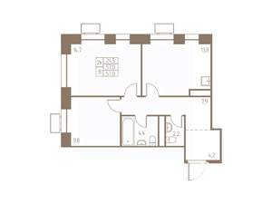 2-к квартира, строящийся дом, 57м2, 18/25 этаж