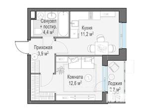 1-к квартира, строящийся дом, 34м2, 11/15 этаж