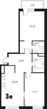 3-к квартира, вторичка, 72м2, 8/17 этаж