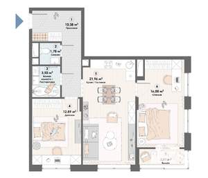 3-к квартира, вторичка, 69м2, 4/23 этаж