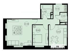 2-к квартира, строящийся дом, 63м2, 3/23 этаж
