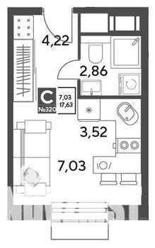 Студия квартира, строящийся дом, 18м2, 8/15 этаж