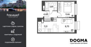 1-к квартира, вторичка, 34м2, 5/15 этаж