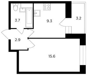 1-к квартира, вторичка, 33м2, 7/14 этаж