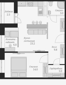 2-к квартира, вторичка, 57м2, 10/13 этаж