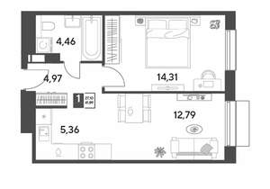 1-к квартира, вторичка, 42м2, 7/15 этаж