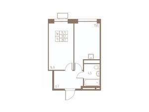 1-к квартира, строящийся дом, 39м2, 23/25 этаж