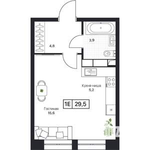 Студия квартира, вторичка, 30м2, 2/17 этаж
